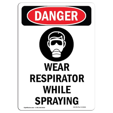 Signmission OSHA Sign, Wear Respirator While, 7in X 5in Decal, 5" W, 7" H, Portrait, Wear Respirator While OS-DS-D-57-V-1616